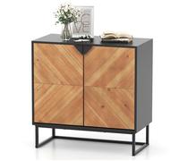 Buffet de Cuisine 80 x 40 x 80 cm COSTWAY, Portes, Pieds en Métal, Meuble de Rangement pour Salon Salle à Manger Entrée, Noir