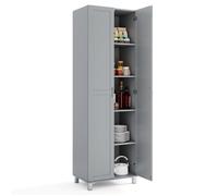 Buffet de Cuisine à Double Porte COSTWAY Étagère Réglable, Dispositif Anti-Basculement, Meuble de Rangement pour Salon Chambre Gris