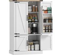 Buffet de cuisine, armoire de cuisine avec 4 portes, 6 porte-šŠpices et šŠtagššres ršŠglables, 76,3 x 40 x 136 cm, blanc