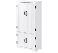 Buffet de cuisine - Armoire de cuisine avec plan de travail - Grande capacité de rangement - 2 portes - 3 étagères - Structure en plastique - À assembler soi-même - Blanc