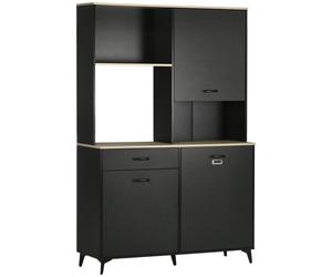 Buffet de cuisine - Armoire de cuisine - Buffet - Meuble de rangement - Buffet bahut - Style industriel - Aspect bois chêne noir