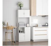 Buffet de cuisine armoire de cuisine multi-rangements 4 portes 1 tiroirs étagère + grand plateau 71 x 41 x 178 cm MDF blanc