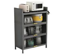 Buffet de cuisine, armoire de rangement,Style contemporain,4 étagères, porte visible, 60L x 32l x 112H cm, Gris