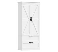 Buffet de cuisine - Armoire haute à 2 portes et 2 tiroirs - Étagères réglables - Meuble de cuisine modulaire - Mélaminé - 1 m - Blanc