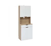 Buffet de cuisine avec 2 placards et 1 tiroir, coloris chêne/blanc - Longueur 60 x Profondeur 40 x Hauteur 170 cm