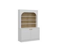 Buffet de cuisine avec 2 portes et 4 niches en MDF - Blanc et naturel clair - ANZILA