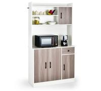 Buffet de Cuisine avec 4 Etagères Réglables COSTWAY, 3 Placards à Porte, Armoire de Rangement avec Plan de Travail 100 cm, Blanc
