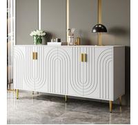 Buffet de Cuisine avec 4 Portes,Poignées Pieds Dorés,Meuble d'Entrée,Armoire de Rangement Structure multicolore BUFFET DE CUISINE