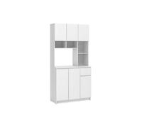 Buffet de cuisine avec 6 portes, 1 tiroir et 5 niches - Blanc - NIZALI