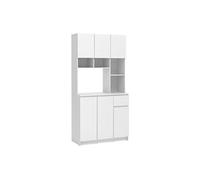 Buffet de cuisine avec 6 portes, 1 tiroir et 5 niches - Blanc - NIZALI