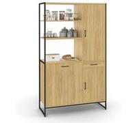 IDMARKET Buffet de cuisine avec colonne de rangement 100 CM DETROIT 3 portes + tiroir design industriel