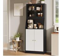 Buffet de cuisine avec éclairage LED - LUMINARIX - 4 portes - 70 x 40 x 180 cm - Noir - Design Contemporain