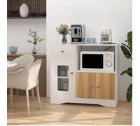 Buffet de Cuisine avec Prise - PIPIPOXER - Meuble avec étagère pour Micro-Ondes et tiroirs - Blanc - Adulte