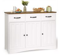 Buffet de Cuisine - Bealife - 3 Tiroirs - 3 Portes - 6 Niveaux - Salon - Meuble Bas Rangement - Plateau Marron - 108x40x80cm