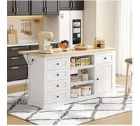 Buffet de cuisine-Buffet sideboard 150x65x75,5 cm avec rallonge rabattable, 5 tiroirs, 2 tablettes coulissantes, prises et USB