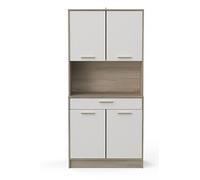 PEGANE Buffet de Cuisine Coloris chêne kronberg, Blanc - Longueur 83,3 x Hauteur 176,1 x Profondeur 40 cm