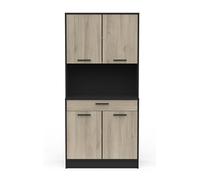 Buffet de cuisine coloris chene kronberg, noir mat - Longueur 83,3 x Hauteur 176,1 x Profondeur 40 cm --