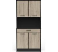 Buffet de cuisine coloris chêne kronberg, noir mat - Longueur 83,3 x Hauteur 176,1 x Profondeur 40 cm