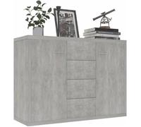 Buffet de cuisine contemporain - Style Élégance Chic - Gris béton - 4 tiroirs et 2 portes
