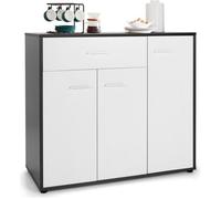 Buffet de Cuisine COSTWAY 2 Placards, Grand Tiroir, Étagère Réglable - Buffet Bas 88x40x80 CM - Salon Salle à Manger - Gris+Blanc