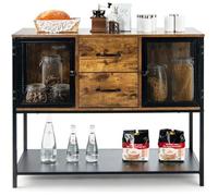 Buffet de Cuisine - COSTWAY - Style Industriel - 2 Placards - 2 Tiroirs - Etagère Inférieure