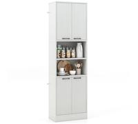 Buffet de Cuisine de 190 cm de Haut - COSTWAY - Portes et Etagères - Charnières de Sécurité - Kits Anti-basculement - Chêne Blanc