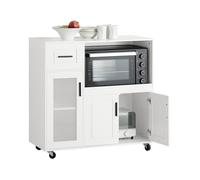 Buffet de Cuisine FSB78-W SoBuy - sur roulettes Multi-Rangement - 3 Portes, 1 Tiroir, 1 Compartiment - 88,5x40x89 cm, Blanc