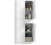 Buffet de cuisine - HOMCOM - armoire buffet haut 2 étagères réglables 4 portes 1 tiroir - bois - hauteur 180 cm - blanc