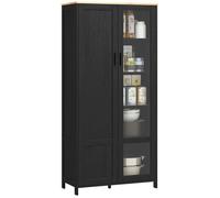 Buffet de cuisine HOMCOM armoire de cuisine meuble vitrine avec étagères réglables et 9 compartiments 76 x 36 x 160 cm noir