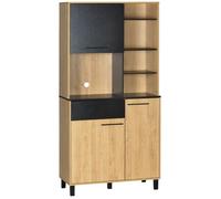 Buffet de cuisine - HOMCOM - armoire multi-rangements 1 tiroir 3 placards 4 niches passe-câbles - bois - hauteur 180 cm