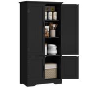 HOMCOM Armoire de cuisine contemporaine multi-rangements 2 placards 3 étagères MDF panneaux particules noir