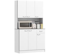 Buffet de cuisine - HOMCOM - contemporain multi-rangements 6 portes 1 tiroir grand plateau - bois - 101x39x180cm - blanc gris