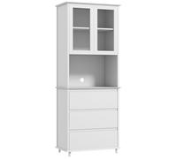 Buffet de cuisine HOMCOM meuble de rangement placard 2 portes 3 tiroirs et niche centrale dim. 68L x 38l x 172H cm MDF blanc