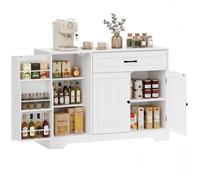 HOMCOM Buffet Cuisine, Meuble de Rangement avec Tiroir, 4 Portes à Fermeture Douce, Racks-Porte et Étagères Réglables, Meuble TV, Buffet de Salle à Manger et Salon, 110x40x80cm, Blanc