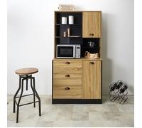 Home Deco Factory – Buffet de cuisine en bois Chef – Noir