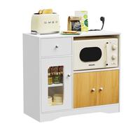 Buffet de Cuisine - Meuble avec étagère pour Micro-Ondes et tiroirs - Marron - Adulte