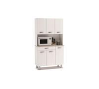 Buffet de cuisine / meuble de cuisine coloris acacia/blanc mat - 101 x 185,3 x 42,3 cm --