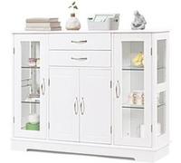 buffet de cuisine,meuble de rangement giantex 107 x 30 x 82cm blanc armoire pour cuisine et salon Blanc G