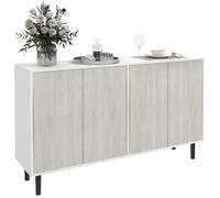 Buffet de cuisine meuble de rangement - HOMCOM - 2 placards avec étagères réglables - 121 x 37 x 75 cm - blanc et aspect bois gris