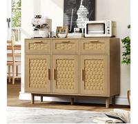 Buffet de Cuisine, meuble rangement, 3 portes 3 tiroirs, buffet salon, armoire de cuisine, Pour Salon,Cuisine, 107,9x40x80cm, chêne