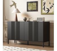 Buffet de cuisine moderne avec 4 portes et étagère réglable, buffet pour salon, salle à manger, 145x41,5x80 cm,noir