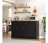 Buffet de cuisine multifonctionnel Fortuna Lai – Buffet de 138 cm avec tiroir, portes vitrées et étagères réglables – Design moderne avec protection anti-basculement, idéal pour la cuisine, le salon e
