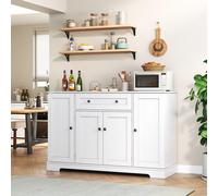 Buffet de cuisine multifonctionnel Fortuna Lai – Buffet de 138 cm avec tiroir, portes vitrées et étagères réglables – Design moderne avec protection anti-basculement, idéal pour la cuisine, le salon e