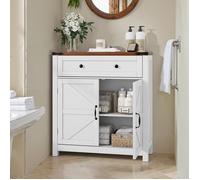 Buffet de cuisine style campagne 76 x 30 x 83 cm, blanc avec plateau aspect noyer, 1 tiroir, 2 portes, MDF