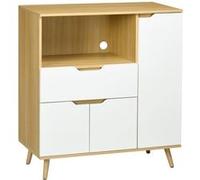 Meuble de rangement cuisine pour micro-ondes - HOMCOM - 1 tiroir, 2 placards, une étagère - 90 x 40 x 98,5 cm - bois et blanc