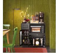 Buffet de Cuisine sur Roulettes avec 3 Portes, 1 Tiroir - Meuble de Rangement Idéal Entrée ou Cuisine 88,5x40x89 cm, Noir, FSB78-SCH