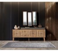 Buffet de luxe avec 3x miroir armoire en bois commode en bois brun