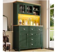 Buffet de rangement avec LED contrôlée par application 104x40x180 cm en MDF vert avec poignées métal argenté