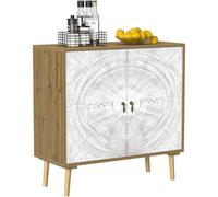 Buffet de rangement en bois avec étagère réglable, dimensions 80 x 35 x 80 cm, blanc/chêne