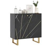 Buffet de rangement - HOMCOM - avec 2 portes et étagère réglable - pieds en métal - 76 x 35 x 77 cm - ton marbre noir